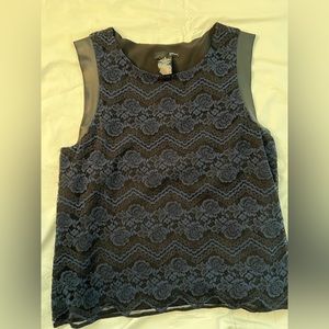 Aqua black & blue lace top - S